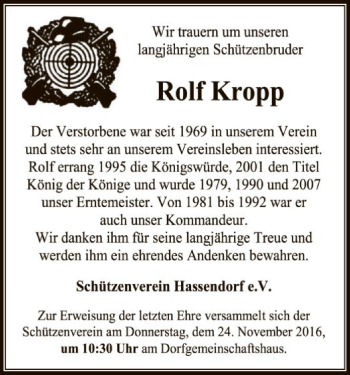 Traueranzeige von Rolf Kropp von SYK