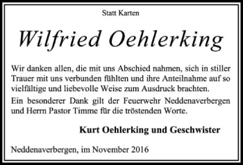 Traueranzeige von Wilfried Oehlerking von SYK