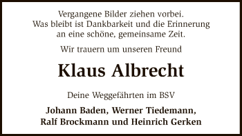 Traueranzeige von Klaus Albrecht von SYK