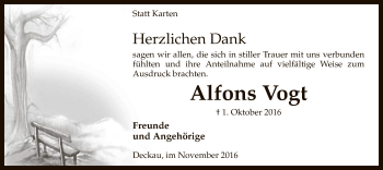 Traueranzeige von Alfons Vogt von SYK