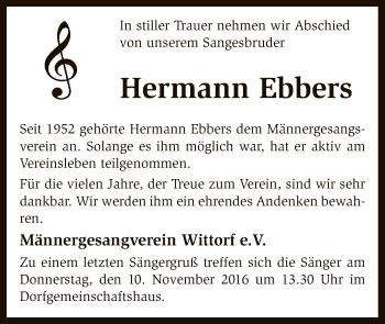 Traueranzeige von Hermann Ebbers von SYK