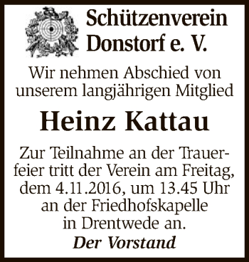 Traueranzeige von Heinz Kattau von SYK