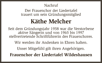 Traueranzeige von Käthe Melcher von SYK