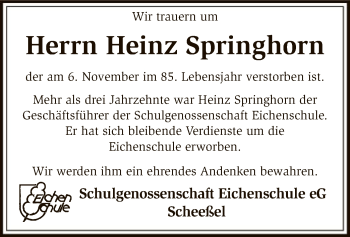 Traueranzeige von Heinz Springhorn von SYK