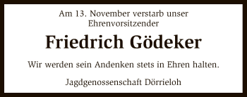 Traueranzeige von Friedrich Gödeker von SYK