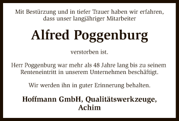 Traueranzeige von Alfred Poggenburg von SYK