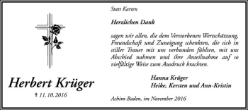 Traueranzeige von Herbert Krüger von SYK