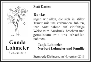 Traueranzeige von Gunda Lohmeier von SYK