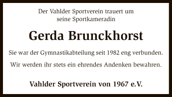 Traueranzeige von Gerda Brunckhorst von SYK