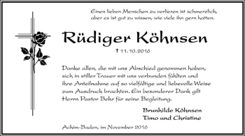 Traueranzeige von Rüdiger Köhnsen von SYK