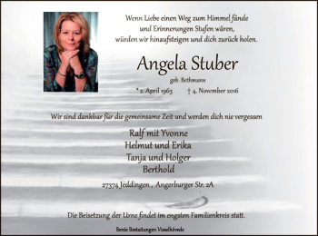 Traueranzeige von Angela Stuber von SYK