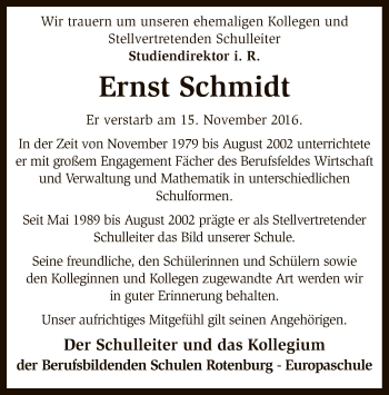 Traueranzeige von Ernst Schmidt von SYK