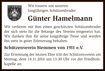 Traueranzeige von Günter Hamelmann von SYK