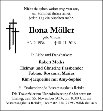 Traueranzeige von Ilona Möller von SYK
