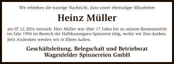 Traueranzeige von Heinz Müller von SYK