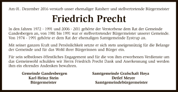 Traueranzeige von Friedrich Precht von SYK