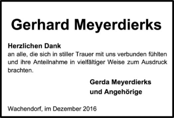 Traueranzeige von Gerhard Meyerdierks von SYK