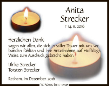 Traueranzeige von Anita Strecker von SYK