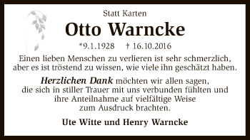 Traueranzeige von Otto Warncke von SYK