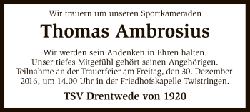 Traueranzeige von Thomas Ambrosius von SYK