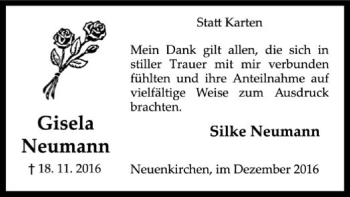 Traueranzeige von Gisela Neumann von SYK