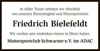 Traueranzeige von Friedrich Bielefeldt von SYK