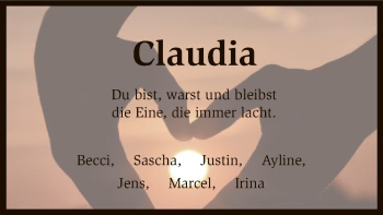 Traueranzeige von Claudia Lange von SYK