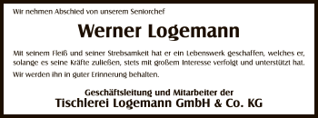 Traueranzeige von Werner Logemann von SYK