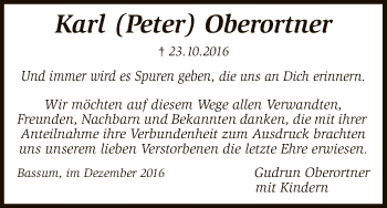 Traueranzeige von Karl Peter Oberortner von SYK