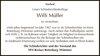 Traueranzeige von Willi Müller von SYK