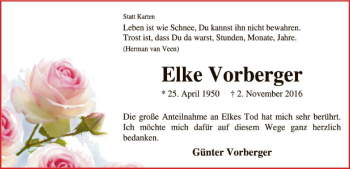 Traueranzeige von Elke Vorberger von SYK