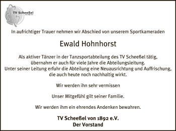 Traueranzeige von Ewald Hohnhorst von SYK