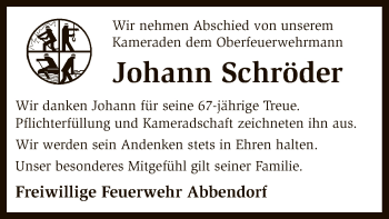 Traueranzeige von Johann Schröder von SYK