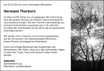 Traueranzeige von Hermann Therkorn von SYK