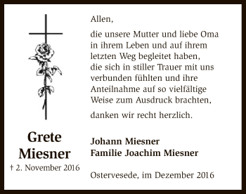 Traueranzeige von Grete Miesner von SYK