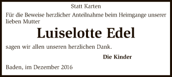 Traueranzeige von Luiselotte Edel von SYK