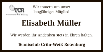 Traueranzeige von Elisabeth Müller von SYK