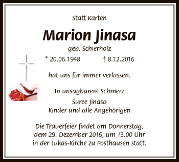 Traueranzeige von Marion Jinasa von SYK