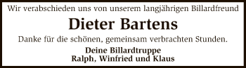 Traueranzeige von Dieter Bartens von SYK