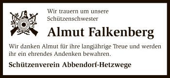 Traueranzeige von Almut Falkenberg von SYK