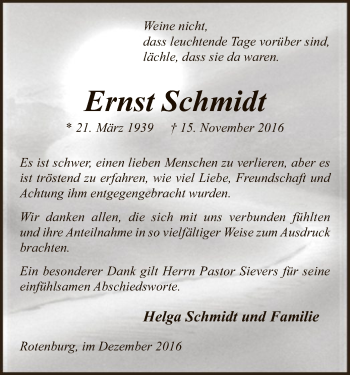 Traueranzeige von Ernst Schmidt von SYK
