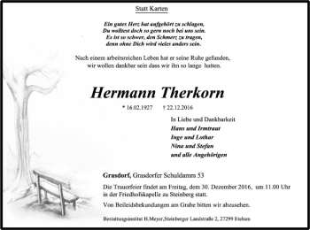 Traueranzeige von Hermann Therkorn von SYK