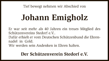 Traueranzeige von Johann Emigholz von SYK