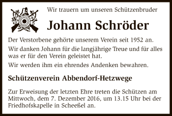 Traueranzeige von Johann Schröder von SYK