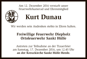 Traueranzeige von Kurt Dunau von SYK