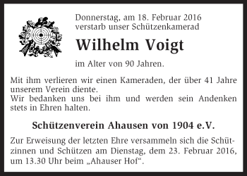 Traueranzeige von Wilhelm Voigt von KRZ