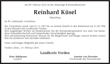 Traueranzeige von Reinhard Küsel von KRZ