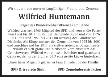 Traueranzeige von Wilfried Huntemann von KRZ