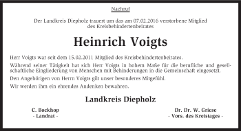 Traueranzeige von Heinrich Voigts von KRZ