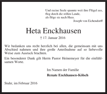 Traueranzeige von Heta Enckhausen von KRZ